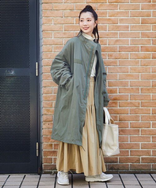 美品　ベージュ フード付き キルティング モッズコート Dalfwin（ダールフィン） モッズコート コート 韓国ファッション