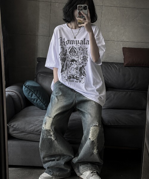 DEVICE（デバイス） tシャツ ダーク ドクロ グラフィック ヴィンテージ