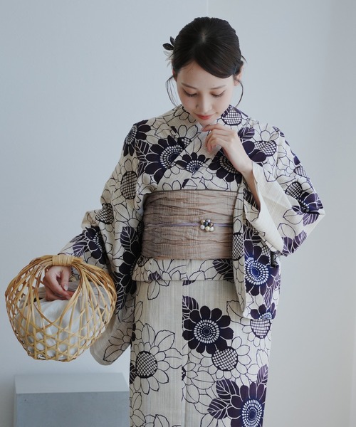 utatane ひまわり柄 浴衣3点セット 楽天市場】【utatane 高級変わり織 浴衣3点セット 紺地に映える