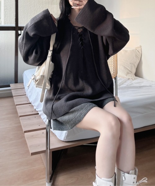 「nemne store」 長袖ニット MEDIUM アイボリー レディース_画像5