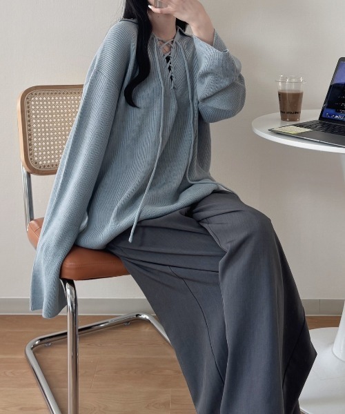 「nemne store」 長袖ニット MEDIUM アイボリー レディース_画像8