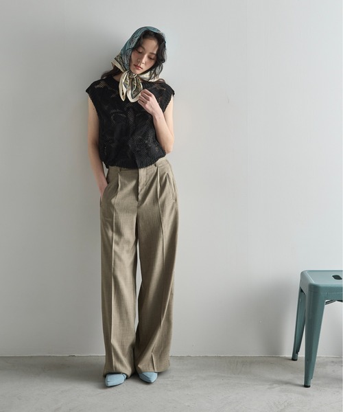 THE Yon パンツ レースラインタックスラックス レディース