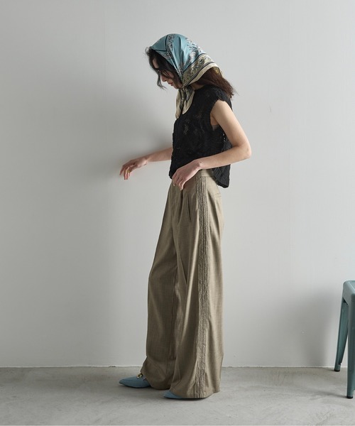 THE Yon パンツ レースラインタックスラックス レディース