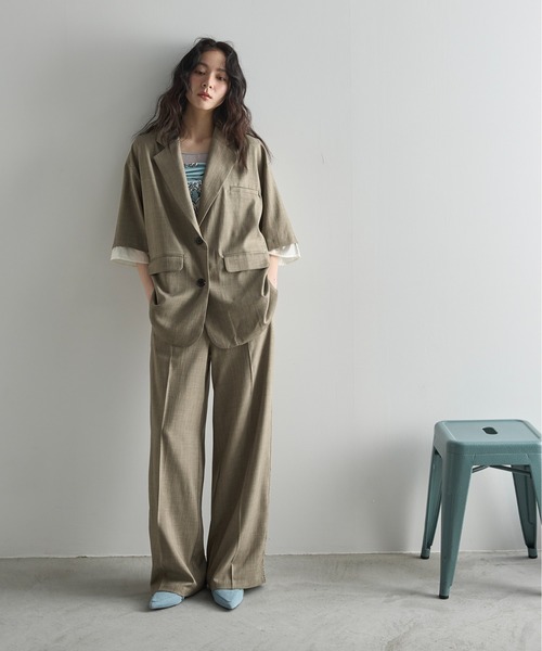 THE Yon パンツ レースラインタックスラックス レディース