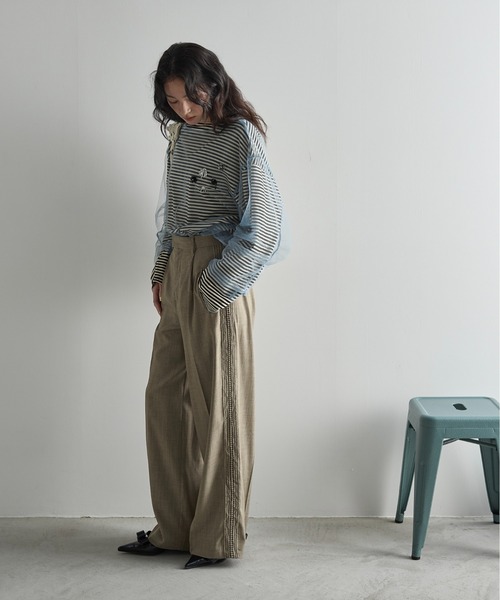 THE Yon パンツ レースラインタックスラックス レディース