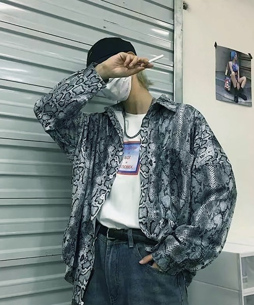 NO WAY シャツ /パイソン柄長袖シャツ メンズ レディース