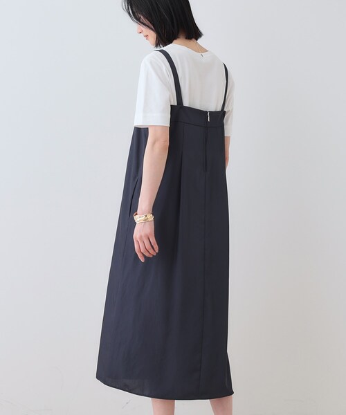 新品未使用⭐︎タグ付き INDIVI ワンピース 黒 UVカット 洗える INDIVI【洗える】アシンメトリータックワンピース【喪服・礼服