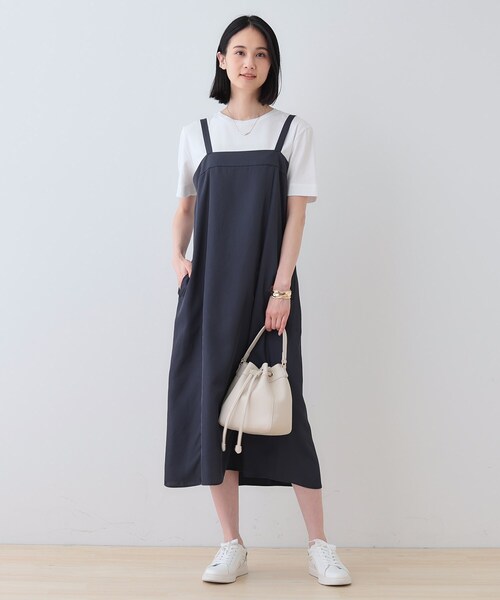 新品未使用⭐︎タグ付き INDIVI ワンピース 黒 UVカット 洗える INDIVI ワンピース 春SALE！「洗える／UVケア」スリップ