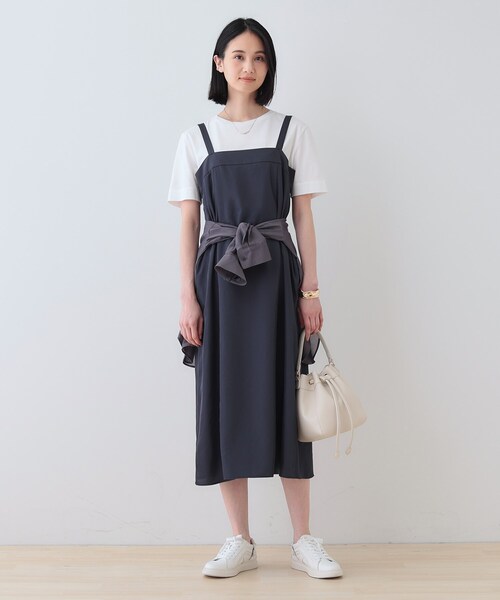 新品未使用⭐︎タグ付き INDIVI ワンピース 黒 UVカット 洗える INDIVI ワンピース 春SALE！「洗える／UVケア」スリップ