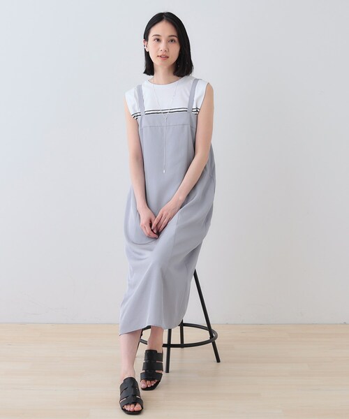 新品未使用⭐︎タグ付き INDIVI ワンピース 黒 UVカット 洗える INDIVI ワンピース 春SALE！「洗える／UVケア」スリップ