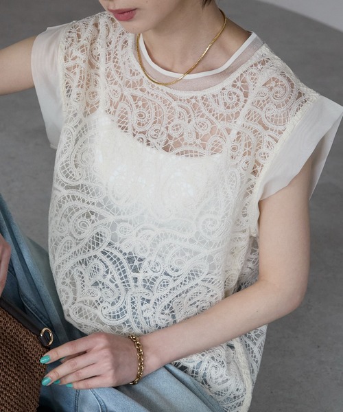 tシャツ Lace T-shirts / レースTシャツ レディース each alchemist tシャツ レースフレンチTシャツ レディース