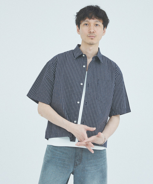 JOURNAL STANDARD シャツ ミニ チェック クロップド 半袖 メンズ