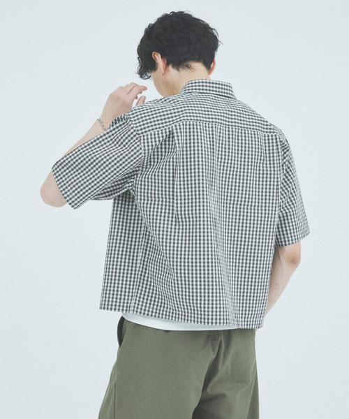 JOURNAL STANDARD 半袖シャツ L アイボリー JOURNAL STANDARD シャツ ミニ チェック クロップド 半袖 メンズ