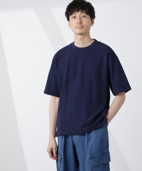 NANO universe tシャツ リンクスジャガードコンビTシャツ メンズ