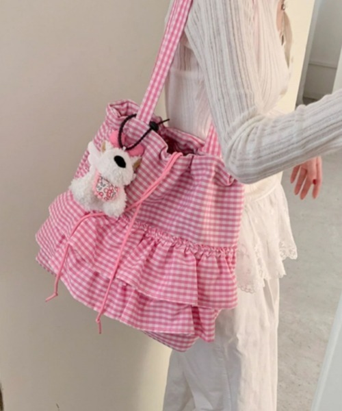 gossip!ロサンゼルス トートバッグ Y2Kガーリー＊フリル付きギンガム