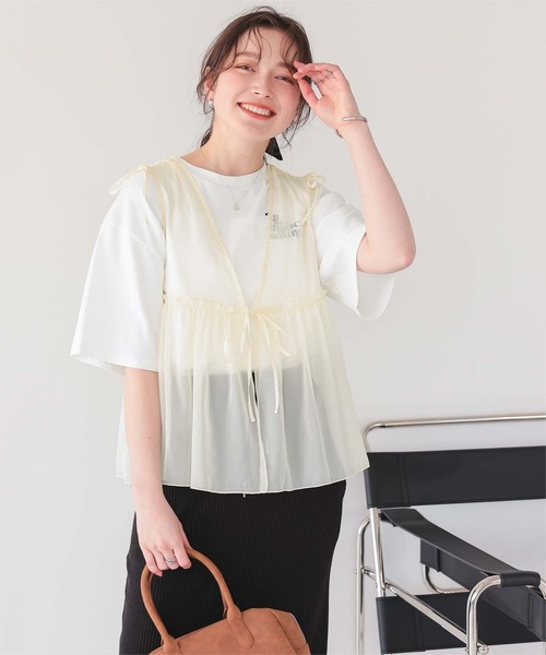 titivate（ティティベイト） ベスト ジレ ギャザーリボンベスト