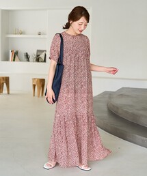 花柄 半袖カットソーワンピース FREAK'S STORE ワンピース 限定展開 花柄 マキシ 半袖