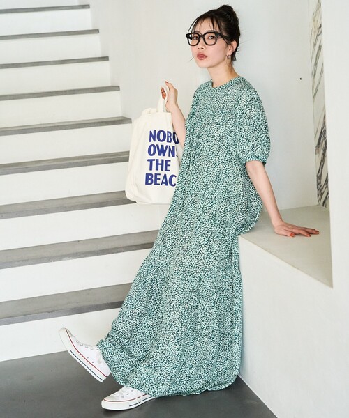 花柄半袖ワンピース FREAK'S STORE ワンピース 限定展開 花柄 マキシ 半袖