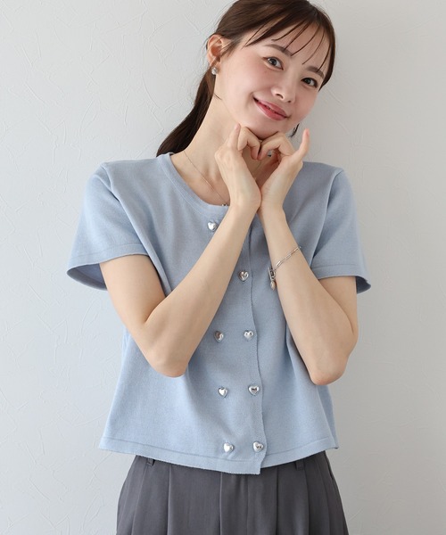 ライトブルー ボタン付きカーディガン 半袖 新品ライトブルー ボタン付きカーディガン - メルカリ