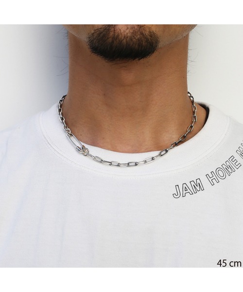 ネックレス 安全ピン 長アズキ チェーン ダイヤモンド ネックレス M シルバー925 メンズ レディース メンズ レディースの画像