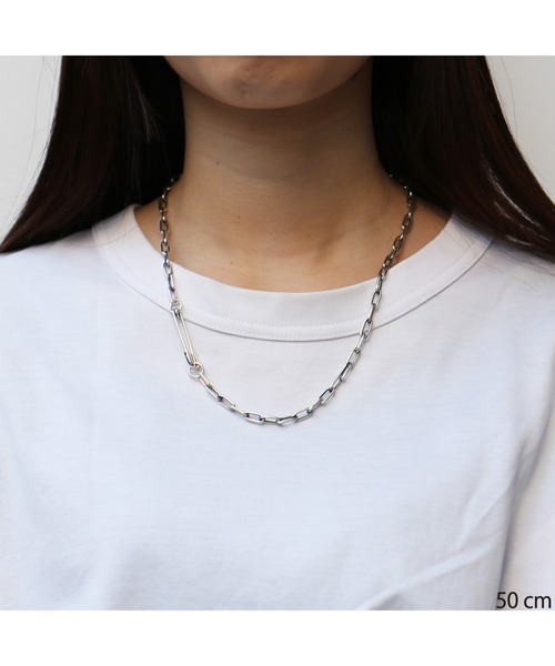 ネックレス 安全ピン 長アズキ チェーン ダイヤモンド ネックレス M シルバー925 メンズ レディース メンズ レディースの画像
