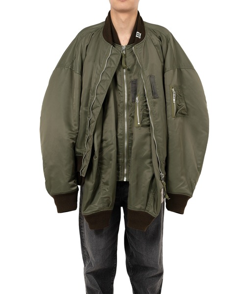 ブルゾン アウター Front Layered Flight Jacket メンズの画像