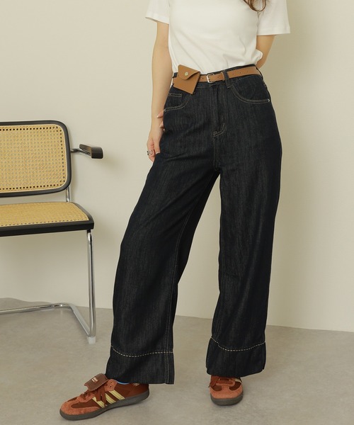 ワイドパンツ ジーンズ デニム デニムパンツ stitch wide straight