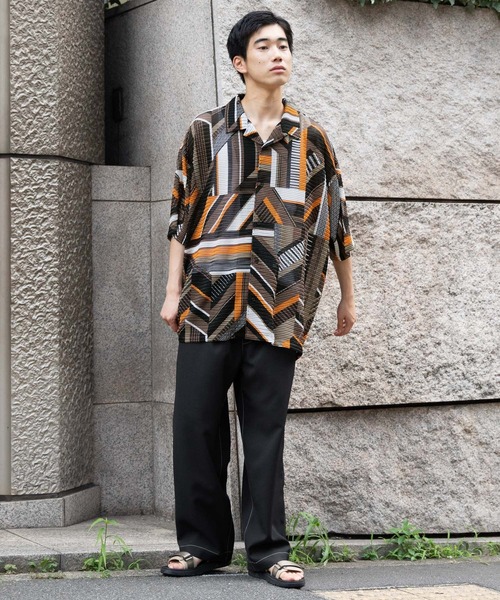 ⚪︎  幾何学柄シャツ 幾何学柄シャツ(M ブラック): トップス｜Right-on公式オンライン