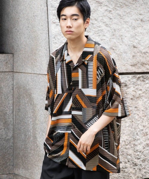 ⚪︎  幾何学柄シャツ 幾何学柄シャツ(M ブラック): トップス｜Right-on公式オンライン