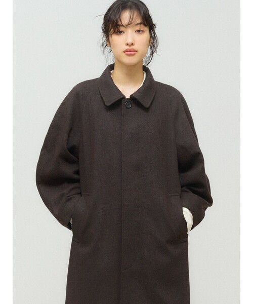 美品 ミディウミソリッド 近年モデル ダブルモッサ ミドル丈コート ゆったり M MIDIUMISOLID（ミディウミソリッド） ステンカラーコート コート