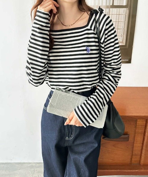 「ASTRAET」 長袖ブラウス FREE ブラック レディース U.S. POLO ASSN. 「U.S. ASSN.」 長袖カットソー MEDIUM
