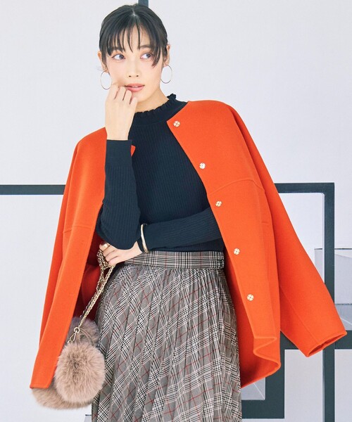 自由区（ジユウク） ノーカラーコート コート ウールリバーノーカラー