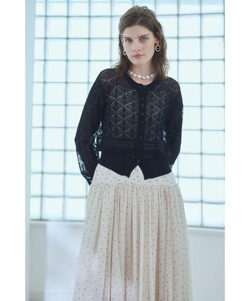 カーディガン Coco Lace Knit Cardigan パターンレーシーカーディガン レディース