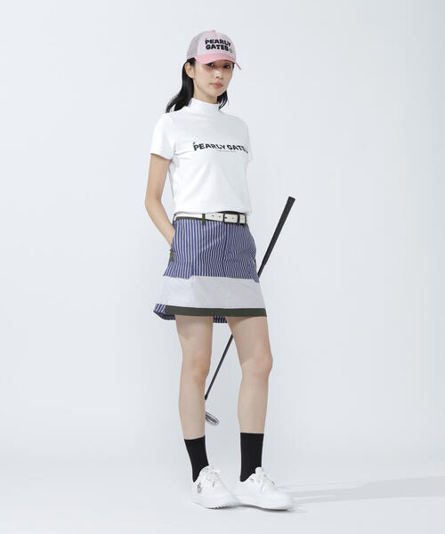 tシャツ 「PEARLY GATES」ベア疑似メッシュ半袖モックネックカットソー レディース ベア疑似メッシュ半袖モックネックカットソー | PEARLY GATES