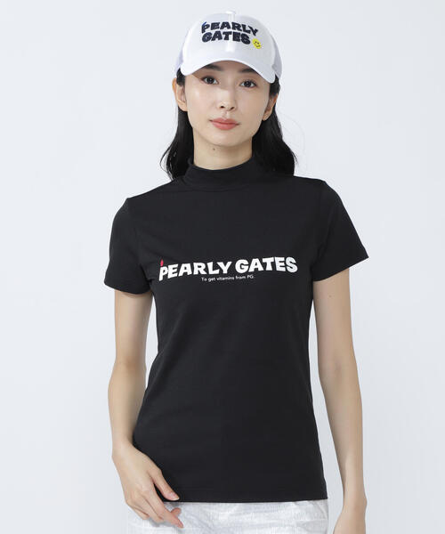 tシャツ 「PEARLY GATES」ベア疑似メッシュ半袖モックネックカットソー レディース PEARLY GATES tシャツ 「PEARLY GATES」ベア疑似メッシュ半袖