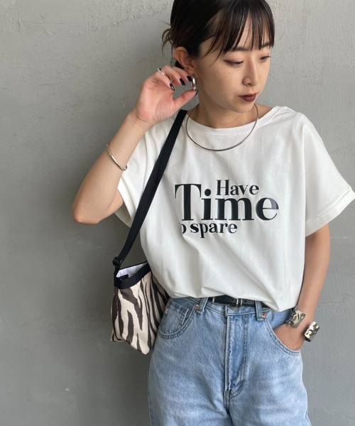tシャツ 「MAISON DE L'ALLURE/メゾンドゥラリュール」 光沢ラバーロゴプリントTシャツ レディース