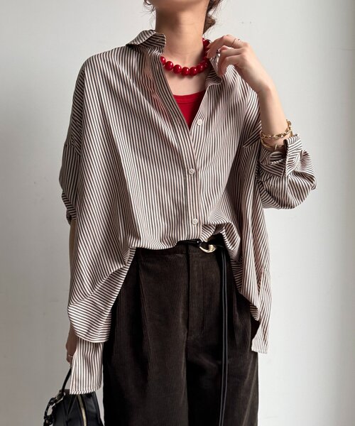 DouDou（ドゥドゥ） ブラウス シャツ ストライプポンチョブラウス