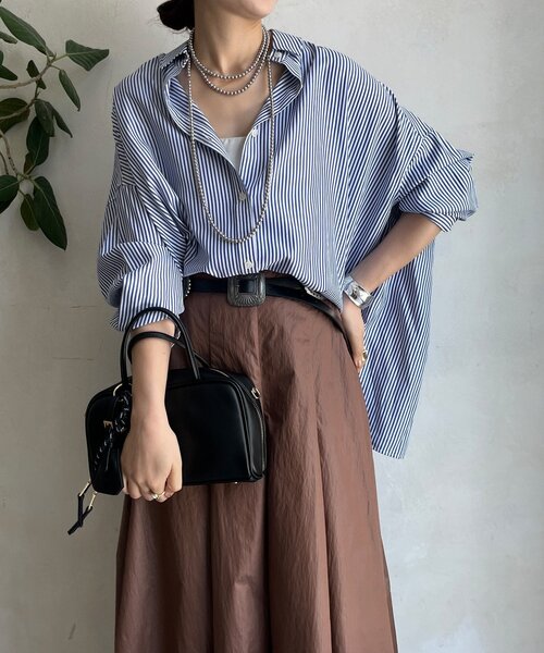 DouDou（ドゥドゥ） ブラウス シャツ ストライプポンチョブラウス