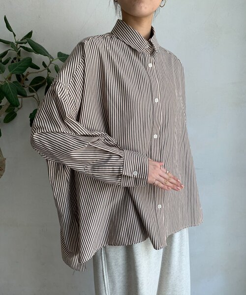 DouDou（ドゥドゥ） ブラウス シャツ ストライプポンチョブラウス