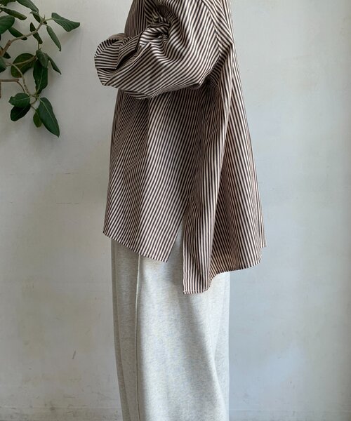 DouDou（ドゥドゥ） ブラウス シャツ ストライプポンチョブラウス