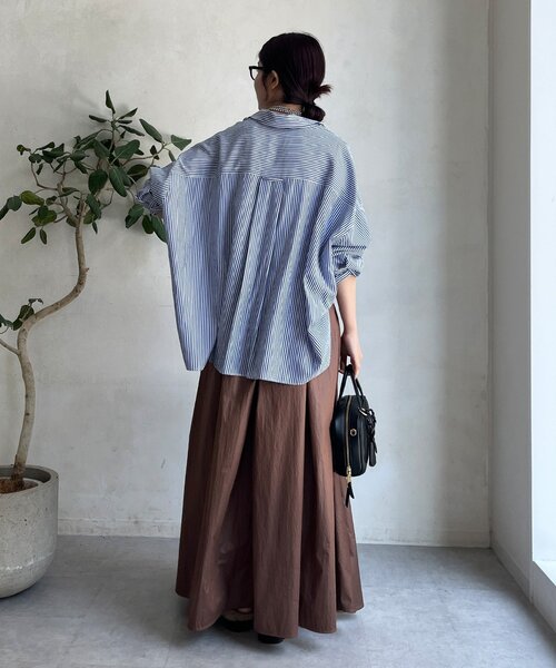 DouDou（ドゥドゥ） ブラウス シャツ ストライプポンチョブラウス