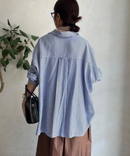 DouDou（ドゥドゥ） ブラウス シャツ ストライプポンチョブラウス