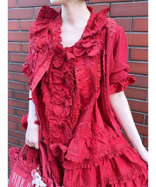 新品!PINK HOUSE 半袖ブラウス PINK HOUSE ブラウス シャツ 水玉プリントブラウス レディース