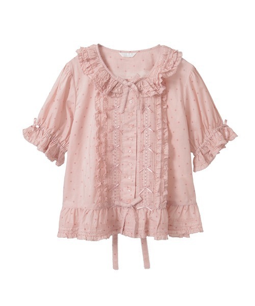 新品！PINK HOUSE 半袖ブラウス PINK HOUSE ブラウス シャツ 水玉プリントブラウス レディース
