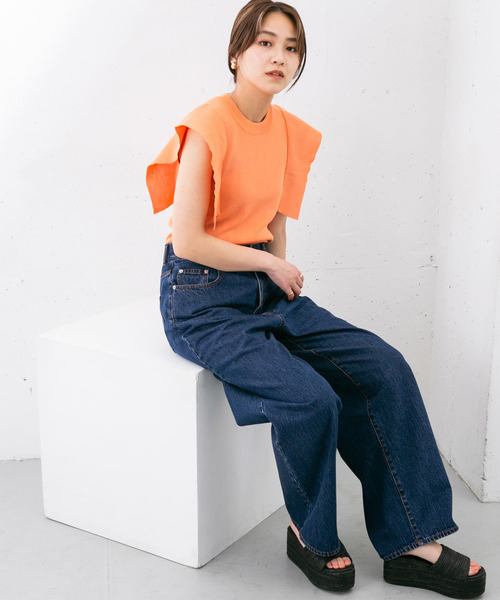 「KBF」 ダメージ加工デニムパンツ 38 グレー レディース