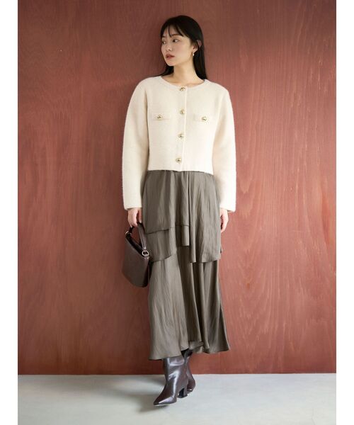 ピンク ノーカラーニットジャケット AN8325EW02918_thumb.jpg