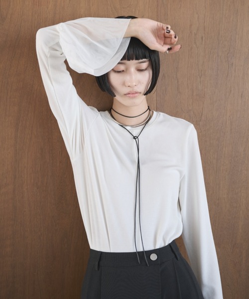 AIC. アイボリー チュール トップス　レディース AIC. tシャツ チュールベルスリーブトップス レディース : ZOZOTOWN