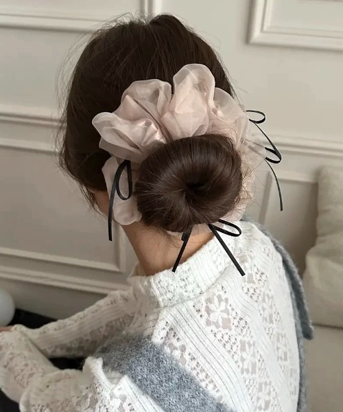 ampm（エーエムピーエム） シュシュ オーガンジーリボンシュシュ ヘア