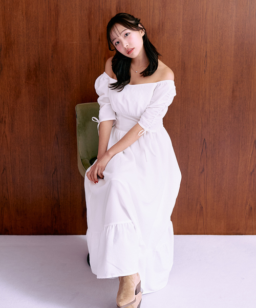 Miーje（ミジェ） シャツワンピース 袖シャーリングワンピース「韓国