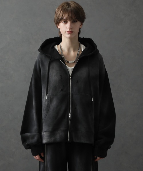 UNKNOWN LONDON パーカー フーディー｜BLACKxSILVER RHINESTONE